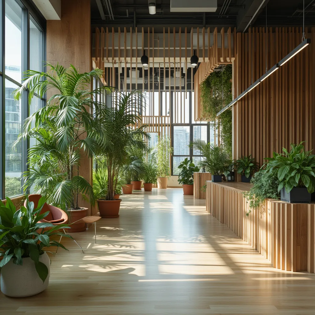Vista de la oficina de la consultora, estilo eco-minimalista