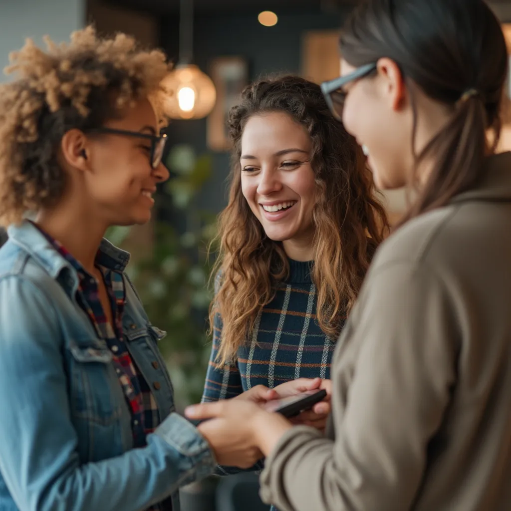 Cliente satisfecho interactuando con un servicio